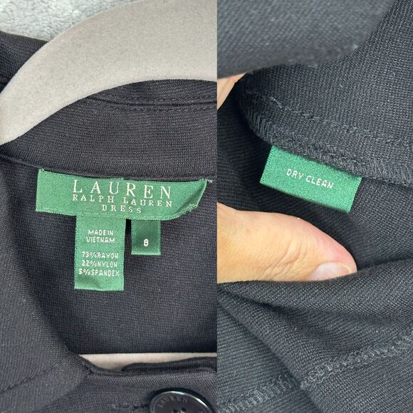 LRL Ralph Lauren Matching Set 8 Black Shift Dress Jacket Stretch Minimal Career - Picture 11 of 16